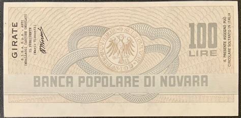 Inserisci semplicemente il nome della città per accedere all'elenco completo delle filiali. 100 lire Banca Popolare di Novara - Italie - Numista