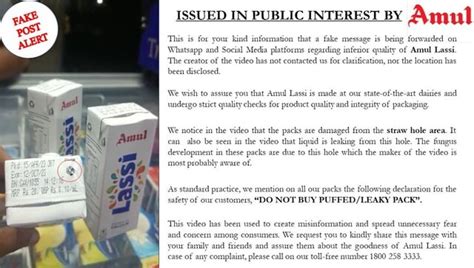 Amul Clarifies Video Alleging Fungus Laden Lassi Packs Calls It Fake