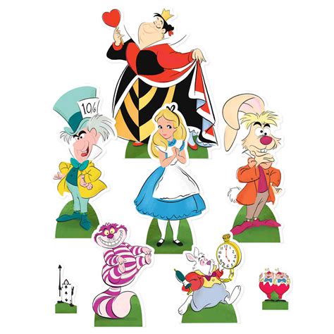 Alice In Wonderland Characters Tabletop Mini Cutouts Pack Of 8