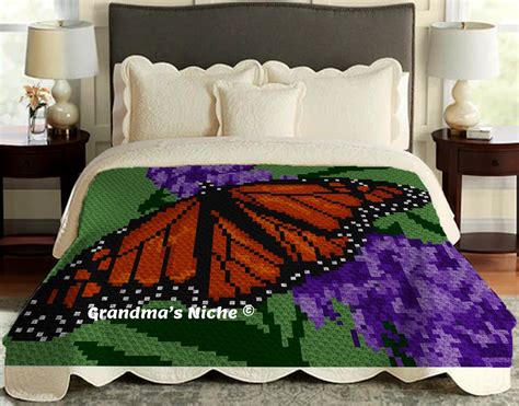 Monarch Butterfly Crochet Blanket C2c Pattern Written Etsy