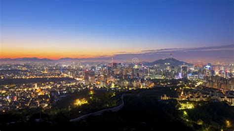Sunrise Of Seoul City Skyline South Korea Stock Image Image Of