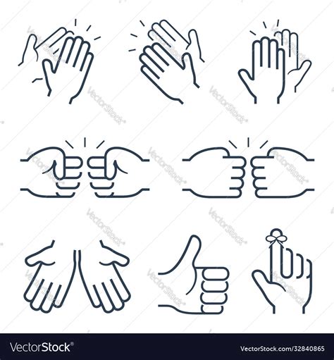 Hand Gestures Icons Clapping Brofisting And Other Vector Image