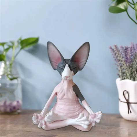 Sphynx Cat Meditation Statue Yoga Relaxed Pose Hairless Cat Temu