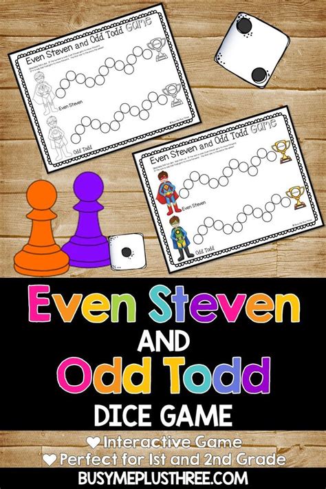 Even And Odd Numbers Dice Game For 1st Grade And 2nd Grade Activity
