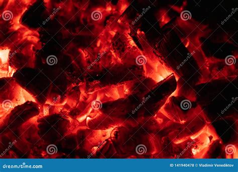 Background Glowing Hot Coals Closeup Texture Of Burning Coals Stock