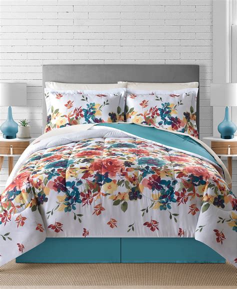 Bright Floral Flowers Girls Turquoise King Comforter Set 8 Piece Bed In A Bag