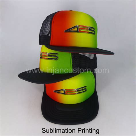 Custom Printed Foam Trucker Hats Flat Brim 5 Panels Style