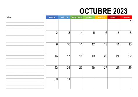 Calendario Octubre 2023 Calendarios Su Riset