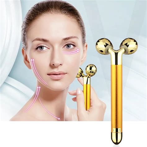 1pc New Electric Roller 3d Massager Anti Aging Face Lifting Facial Massage Stick V Face Gold