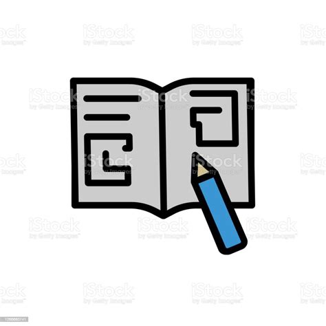 Notebook Bleistiftzeichnung Symbol Einfache Farbe Mit