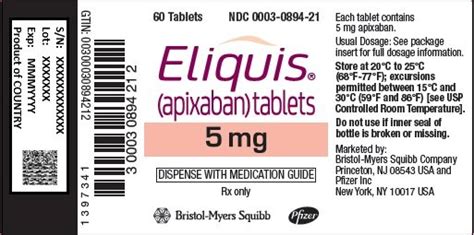 Eliquis Fda Prescribing Information Side Effects And Uses