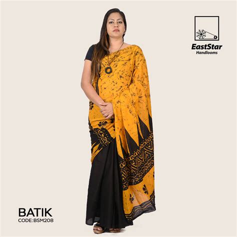 Yellow Sri Lankan Batik Saree Bsm208 East Star Handlooms