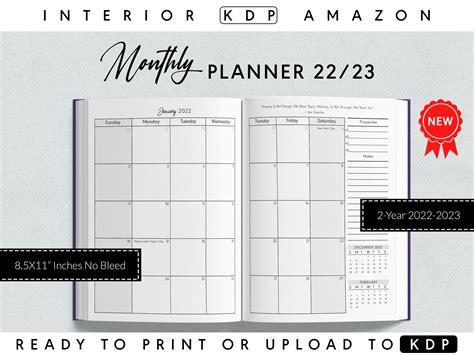 2022 2023 Monthly Planner With Us Holidays 71 Pages 85x11 Etsyde
