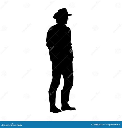 Silhouette Of A Man Wearing A Fedora Hat Stock Illustration