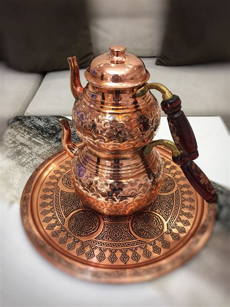 Turkish Copper Teapot Set Handmade Copper Kettle Vintage Etsy