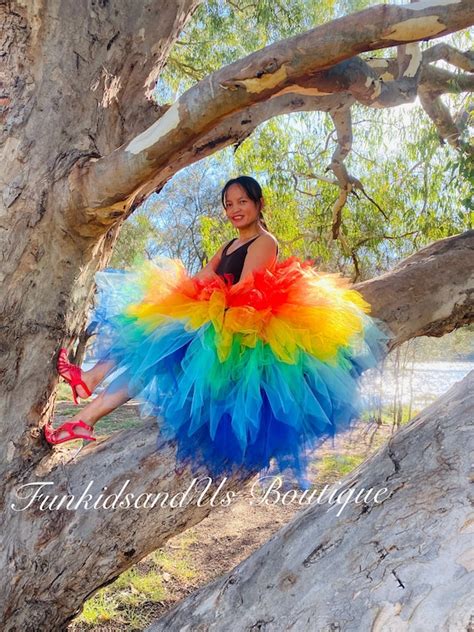 Adult Rainbow Tutu Skirt Adult Birds Macaw Tutu Skirt Adult Etsy