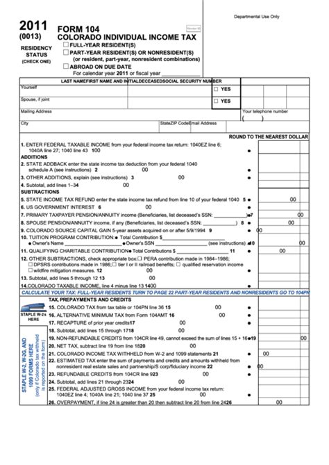 Colorado State Tax Forms Printable Printable Forms Free Online