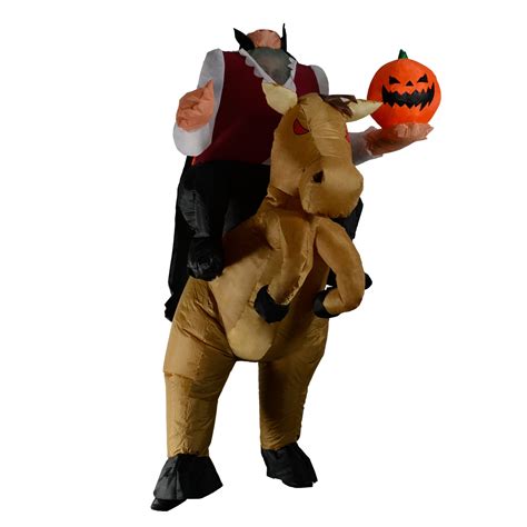 Scary Halloween Inflatable Headless Horseman Costume Blow Up With
