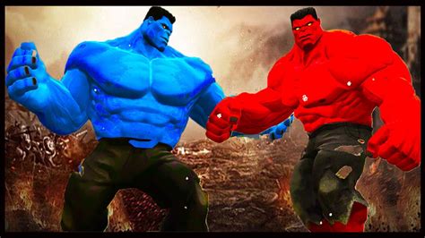 Red Hulk Vs Blue Hulk Epic Battle Youtube