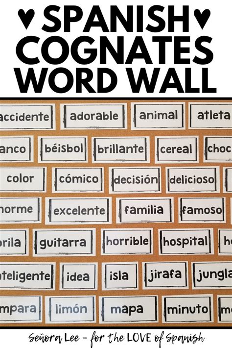 Spanish Cognates Spanish Word Wall Spanish Cognates Spanish Word