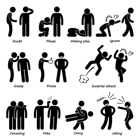 Human Man Action Emotion Stick Figure Pictogram Icons 349061 Vector