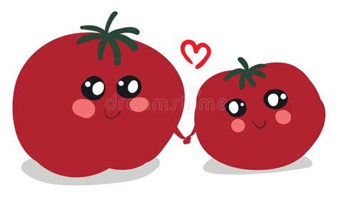 Two Happy Tomatoes Illustration Stock Vector Illustration Of