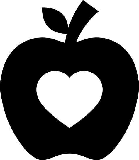 Apple Silhouette With Heart Shape Svg Png Icon Free Apple With Heart