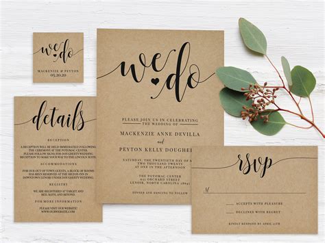 Rustic Printable Wedding Invitations