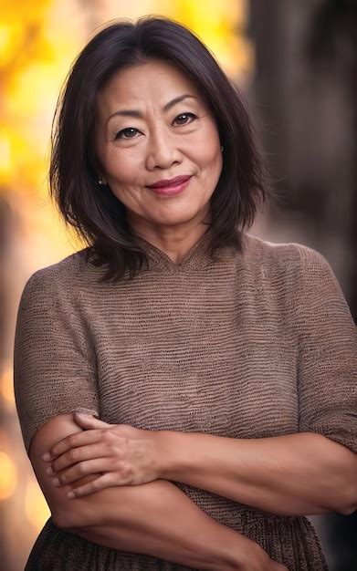 Premium Photo Portrait Photo Of Beautiful Middle Aged Adult Asian Woman Generative Ai