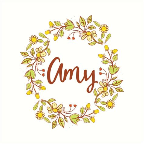 Amy Lovely Name And Floral Bouquet Wreath Art Prints By