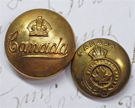 Vintage Brass Canadian Military Uniform Buttons 2 Different Etsy In