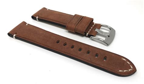 Bandini Distressed Leather Watch Band Strap Black Brown Tan 20mm