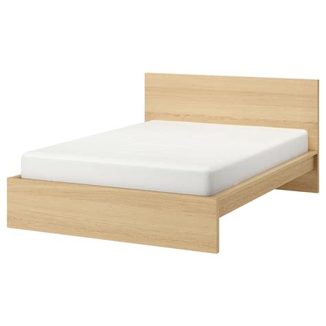 Malm Bed Frame High White Stained Oak Veneer 140x200 Cm New Lower