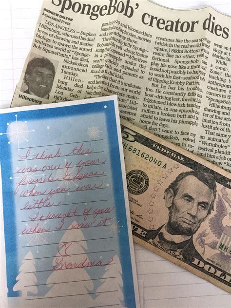 I go to college 2 hours away from home. Today my grandma mailed me a