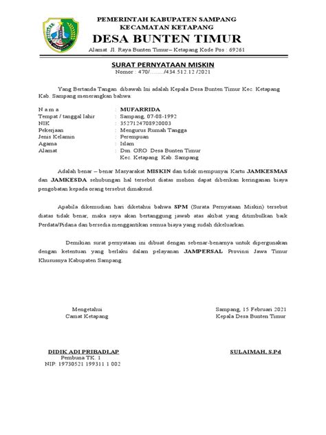 Surat Keterangan Miskin Pdf