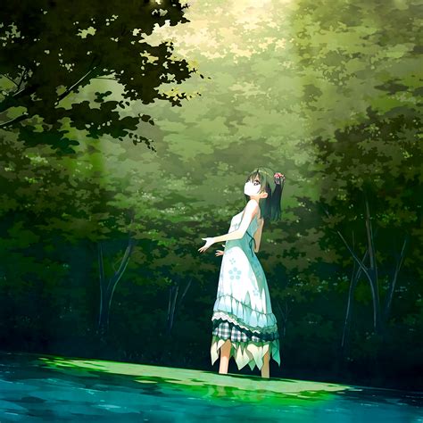 Be21 Anime Girl Green Art Illustration Wallpaper