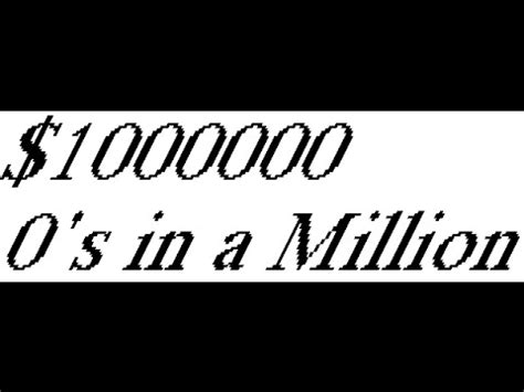 The numbers are built starting from the largest number on the left, and adding smaller numbers to the right. How Many Zero's in a million also watch for Billions in my ...