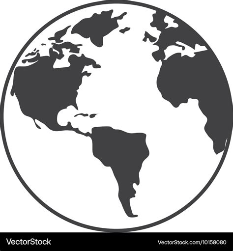 Planet Earth World Silhouette Icon Graphic Vector Image