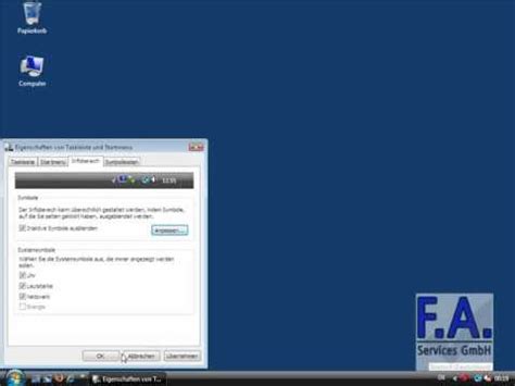 Windows Vista Taskleiste Infobereich Symbole Ein Oder Ausblenden YouTube