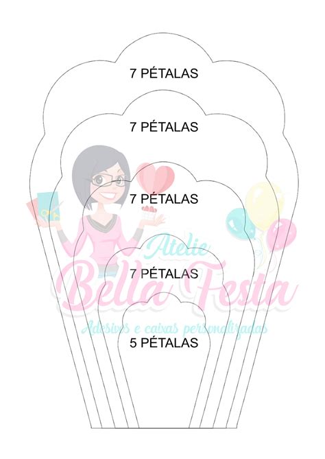 Plantillas para flores de papel. Paper Flower Template, SVG and Printable PDF - paper Rose ...