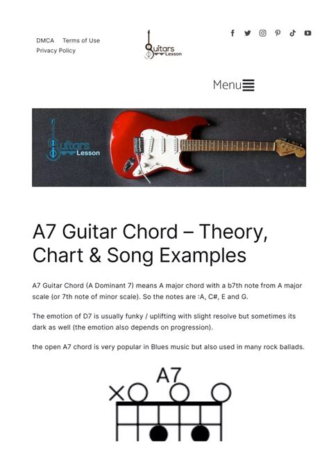 Ppt A7 Guitar Chord Theory Chart And Song Examples Powerpoint