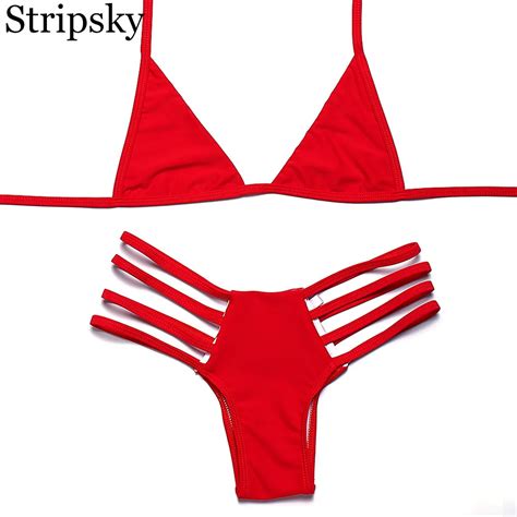 Stripsky 2018 New Bikini Sexy Women Halter Top Swimsuit Swimwear Halter