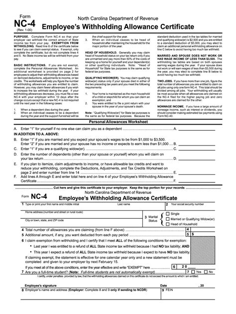 Nc 4 Fillable Form Download Printable Forms Free Online