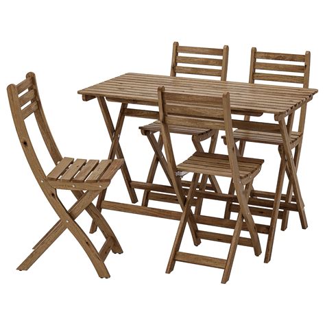ASKHOLMEN Table and 4 chairs, outdoor, graybrown stained  IKEA