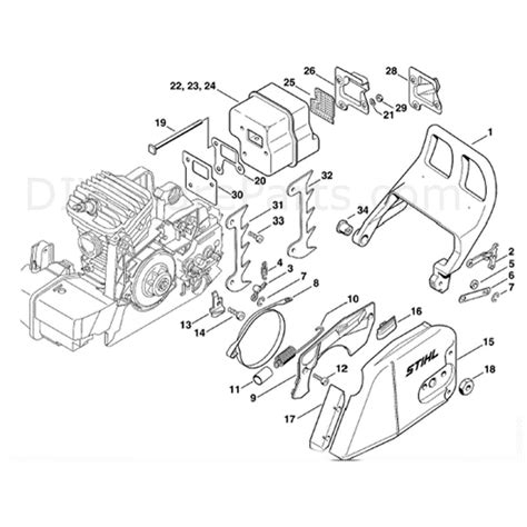 Stihl Ms 290 Chainsaw Ms290 Parts Diagram Chain Brake Muffler
