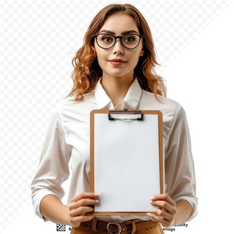 Premium Psd Woman With Clipboard