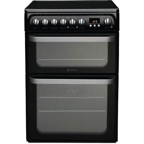 hotpoint hue61k 60cm ultima double oven electric cooker with ceramic hob black atlantic