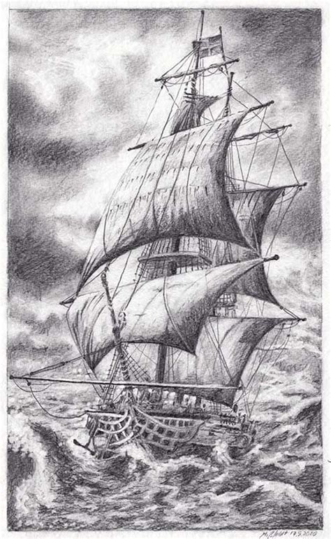 Sailing Ship Pencil Drawing