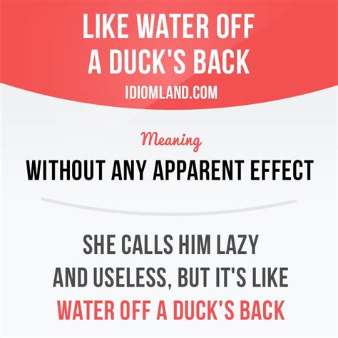 Like Water Off A Duck S Back Means Without Any Apparent Effect