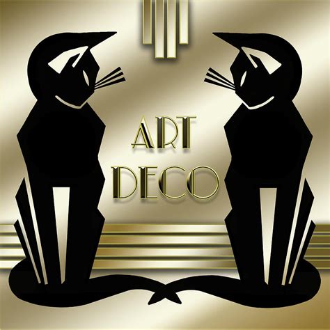 Art Deco Cats Digital Art By Chuck Staley Pixels
